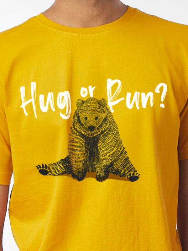 Unisex Short Sleeve – The Hug or Run! | A4 Front Print | Save Animals