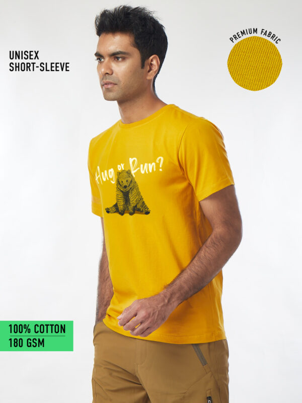 Unisex Short Sleeve – The Hug or Run! | A4 Front Print | Save Animals