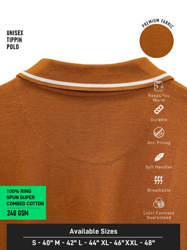 UNISEX TIPPING POLO – Plain | UMBER - White Tipping | 240gsm